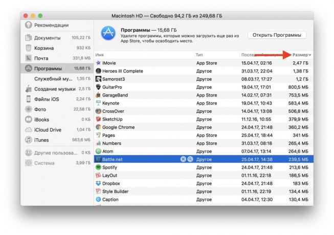 hur man ledigt utrymme på Mac: Programmet