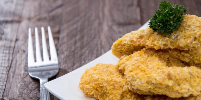 Chicken nuggets med majsflingor från Jamie Oliver