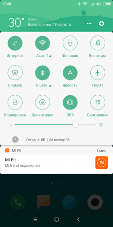 Xiaomi redmi 6: Snabbinställningar Panel
