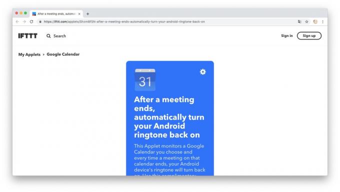 Action Automation med IFTTT recept: Stänger "Stör ej" när mötet är klar