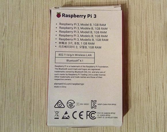Raspberry Pi 3: förpackning