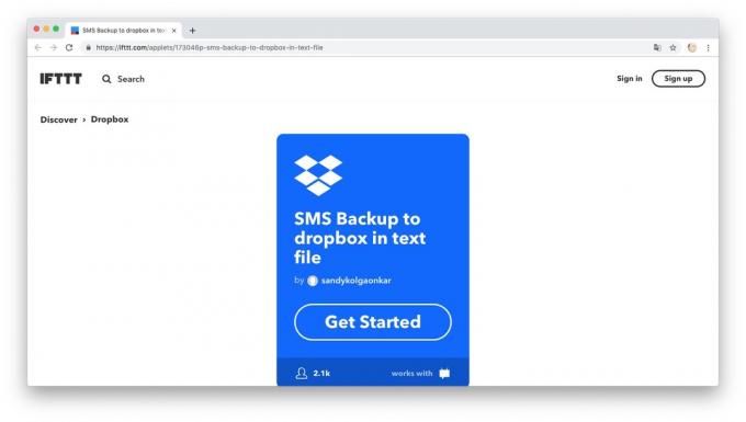 Action Automation med IFTTT recept: genomför Journal of SMS-meddelanden till Dropbox