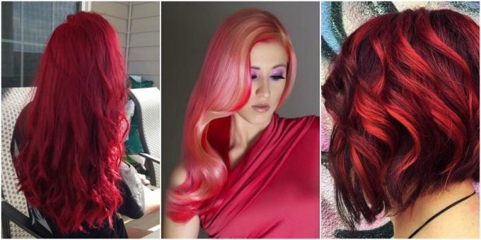 Fashionabla hårfärg: extremt röd