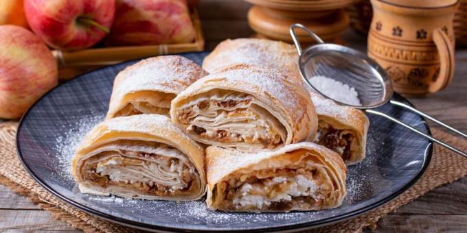 Wienerstrudel med äpplen och kanel