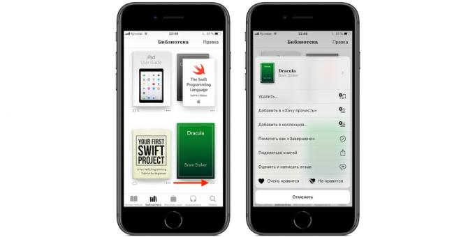 iBooks på iPhone och iPad: utökade menyn