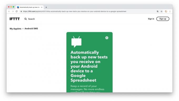 Action Automation med IFTTT recept: genomför Journal of SMS-meddelanden till Google Dokument