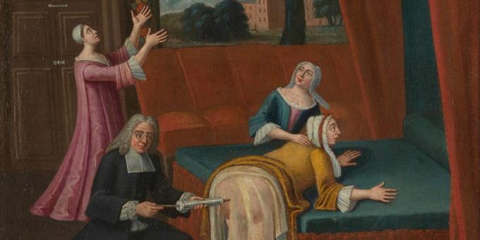 Medeltida medicin: ett lavemang i en fransk målning från 1700 