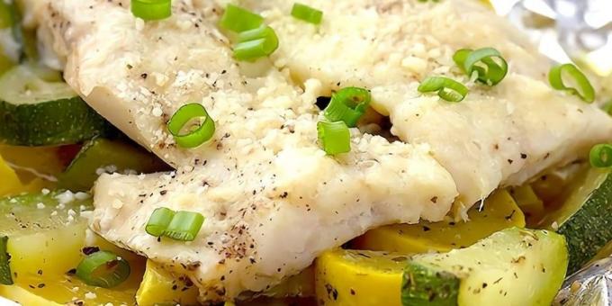 Recept: Alaska pollock i ugnen med zucchini