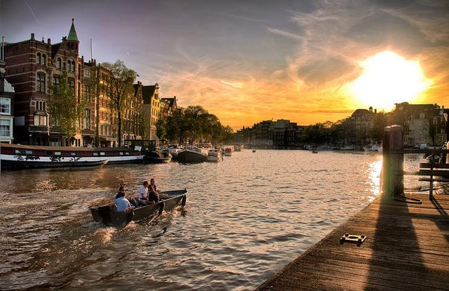 Solnedgång i Amsterdam