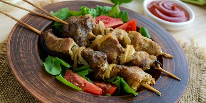 Fläsk shish kebab i ugnen