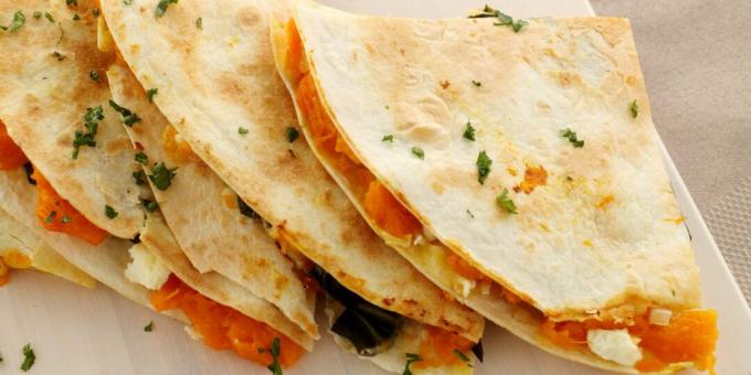 Vegetarisk quesadilla med pumpa