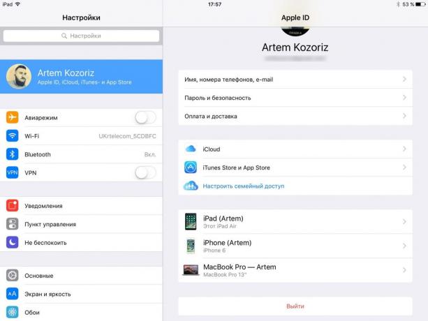 iPad REA: Ut ur kontot, iCloud