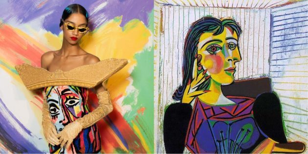 Moschino modell och Picasso "Porträtt av Dora Maar".