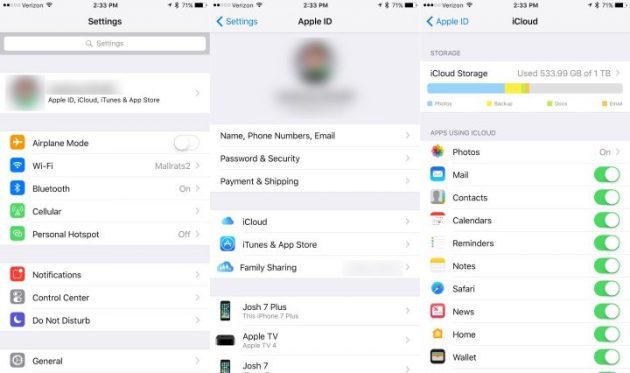 iOS 10,3: icloud