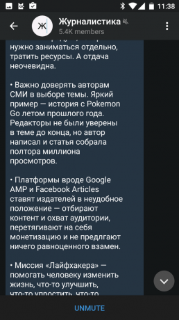 telegram för Android: mörkt tema