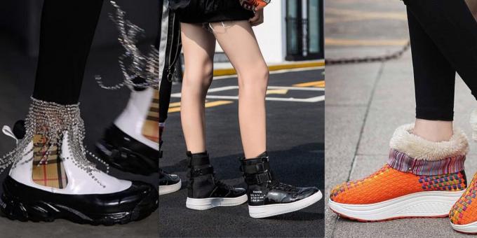 Mode skor hösten och vintern 2019-2010 med en distinkt sportig gummisula