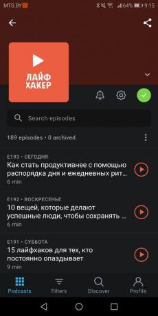 Podcast Layfhakera i fri på Android Pocket Casts