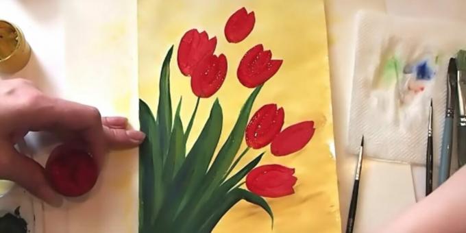 Hur man ritar en bukett tulpaner: skildra resten av knopparna