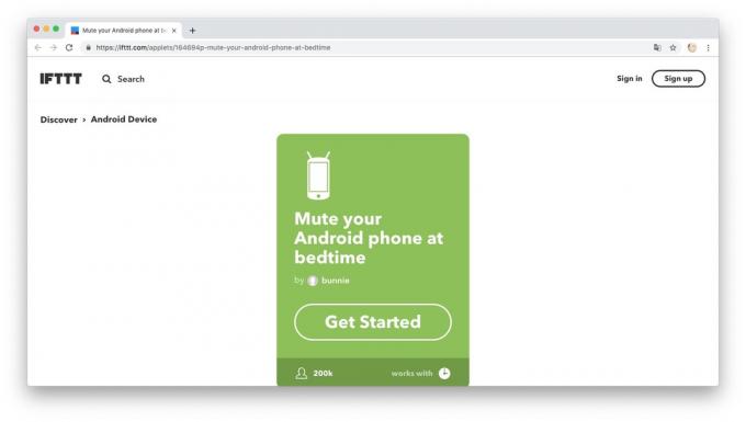 Action Automation med IFTTT recept: mutes före sänggåendet