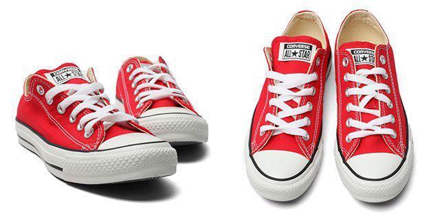 Lågt antal röda skor Converse