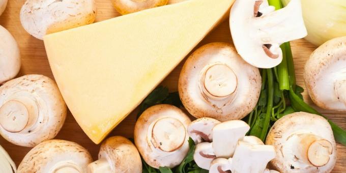 Fyllning av bakverk med svamp och ost: ett enkelt recept