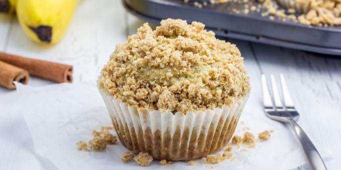 Curd bananmuffins med streusel