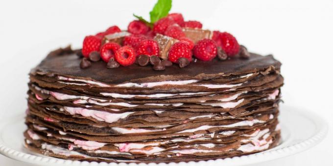 Recept: Pancake kaka med kakao och bär