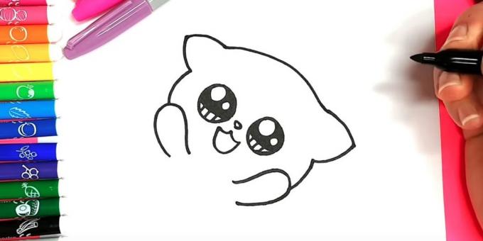 Hur man drar anime katt: vänster och höger under ögonen markera konturerna av benen, och ovanpå - huvudet och öronen