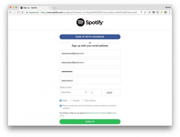 registrering Spotify