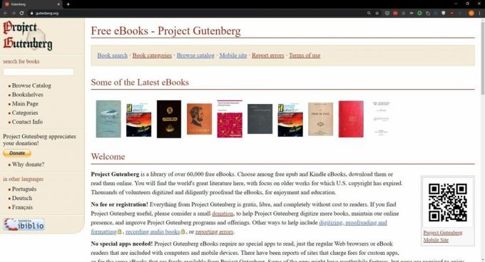 Var man kan ladda ner böcker: Project Gutenberg