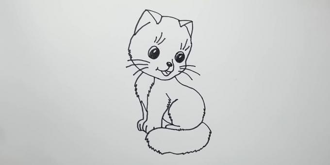 Hur man drar en sittande katt tecknad stil