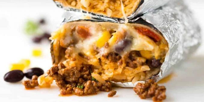 Burrito recept med köttfärs och ris