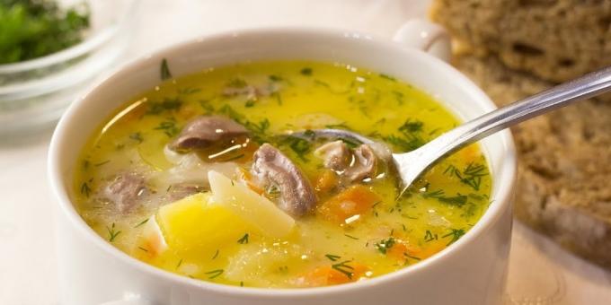 Recept: Soup med kyckling hjärtan och ost