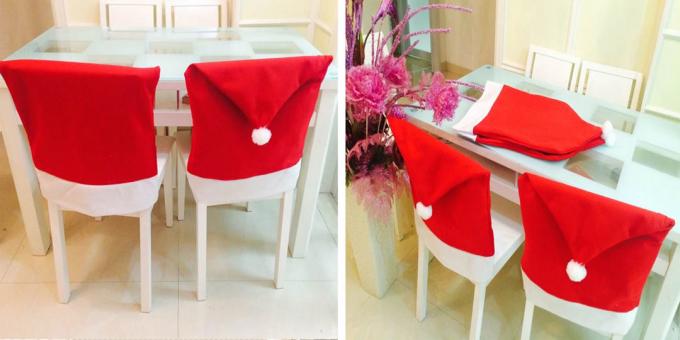 Juldekorationer med AliExpress: rygg covers på stolar