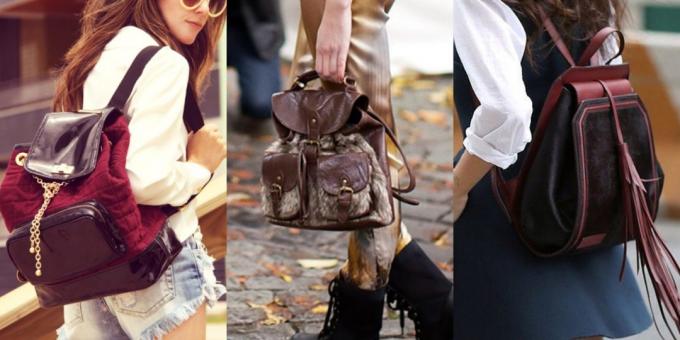 De mest fashionabla ryggsäckar med en kombination av olika texturer