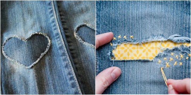 hur man syr upp hål i jeans