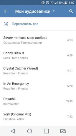 Hur man lyssna på musik på Android VKontakte