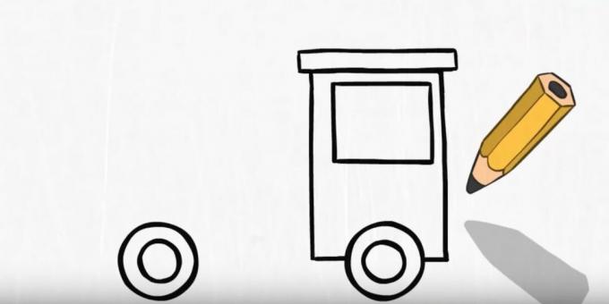 Hur man ritar en brandbil: lägg till ett fönster och ett tak