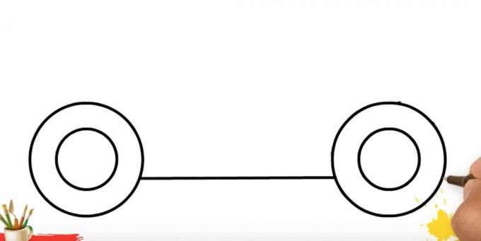Hur man ritar en lastbil: anslut hjulen