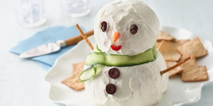 Julmat: förrätt "Cheese Snowman"