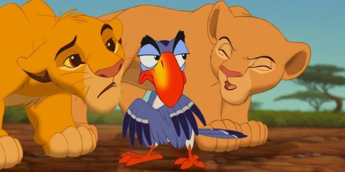 Tecknade "The Lion King" Zazu med sina svarta buskiga ögonbryn och verkligen löjligt lik Mr Bean