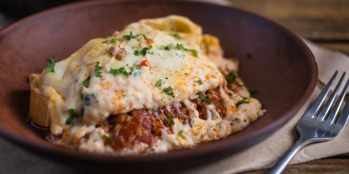 Snabb lasagne med köttfärs och 3 osttyper