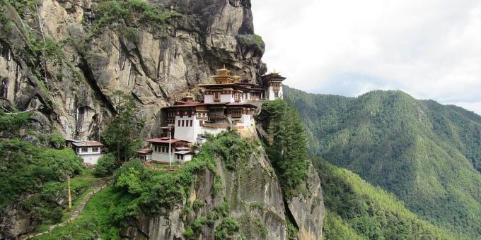 Asian territorium lockar medvetet turister klosterTaktsHang, Bhutan