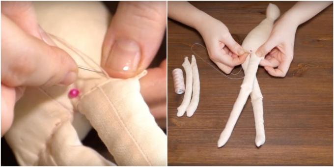Hur man syr en Tilda docka: sy på benen