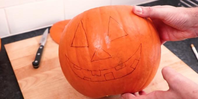Halloween pumpa med sina egna händer: att rita ett ansikte
