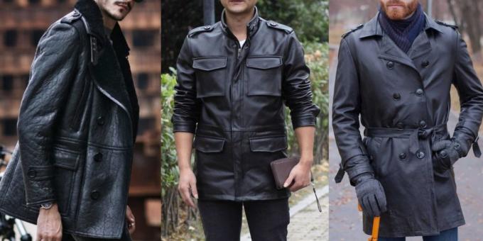 Män s Fashion - 2019: jackor och kappor i läder