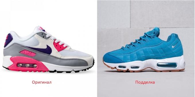 Original och falska Nike skor