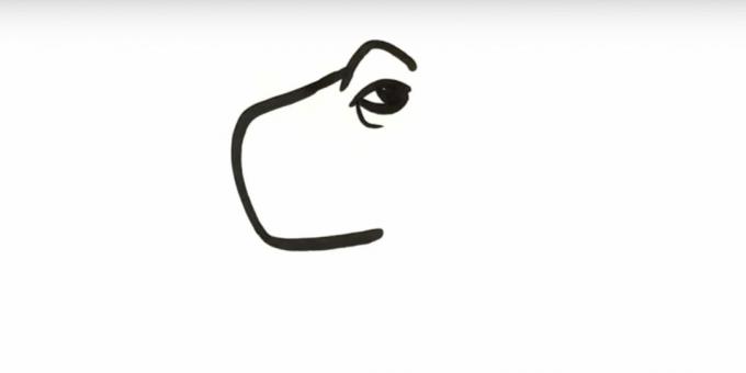 Hur man ritar en dinosaurie: rita ett ögonbryn och ett öga