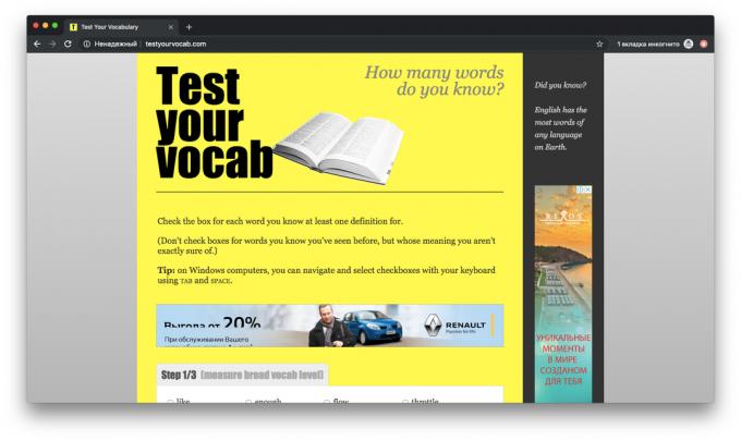 Testa ditt ordförråd Testyourvocab.com