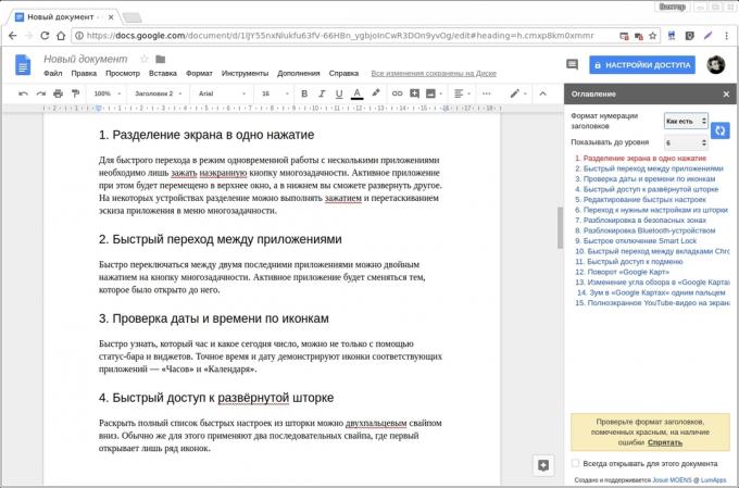 Google Docs add-ons: Innehåll